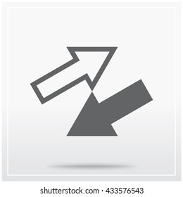 Flat icon of graphical symbol of movement, exchange, cyclic recurrence, etc. Vector illustration