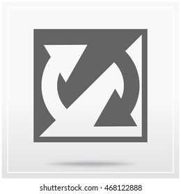 Flat icon of graphical symbol of movement, rotation, cyclic recurrence and so on. Vector illustration