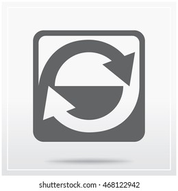 Flat icon of graphical symbol of movement, rotation, cyclic recurrence and so on. Vector illustration