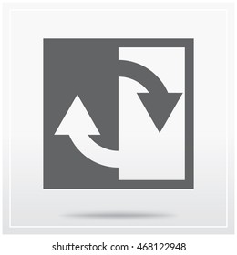 Flat icon of graphical symbol of movement, rotation, cyclic recurrence and so on. Vector illustration