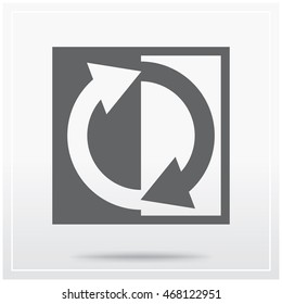 Flat icon of graphical symbol of movement, rotation, cyclic recurrence and so on. Vector illustration