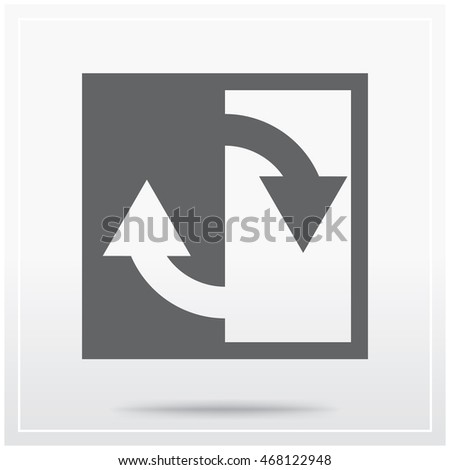 Flat icon of graphical symbol of movement, rotation, cyclic recurrence and so on. Vector illustration