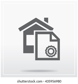Flat icon of graphical symbol of some real estate activities or properties in general. Vector illustration