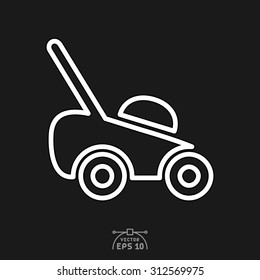 Flat icon of grass cuter.