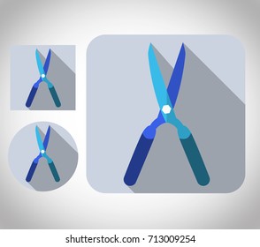 flat icon grass scissor design set 3 in 1