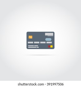 Flat icon. Gray credit card.