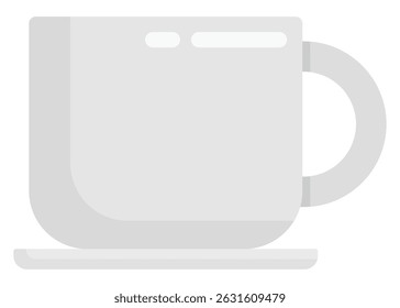 Icono plano de taza gris sobre un fondo blanco.