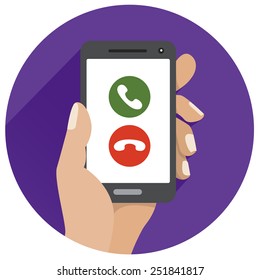 Flat icon Green call mobile icon