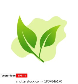 Flat icon in green leaf logo. Isolated leaf shape on a white background. Design the concept of bio plants and forest flower trees.
