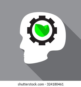 Flat icon green mind human