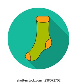 Flat icon with green sock.