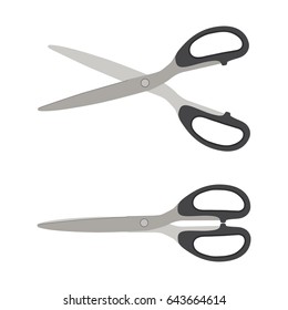 Flat icon grey scissors isolated on white background. Vector illustration.