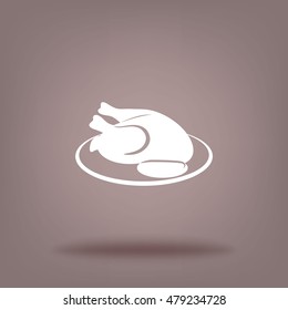 Icono plano. Pollo a la parrilla.