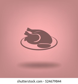 Flat icon. Grilled chicken.