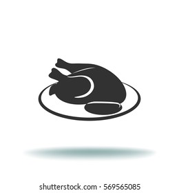 Flat icon. Grilled chicken.