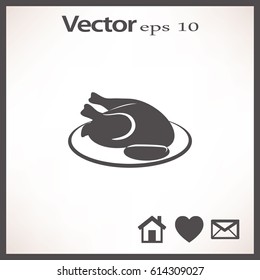 Flat icon. Grilled chicken.