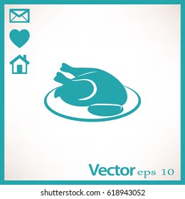 Flat icon. Grilled chicken.