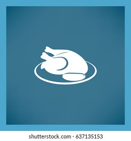 Ícone plano. Frango grelhado.