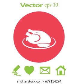 Flat icon. Grilled chicken.