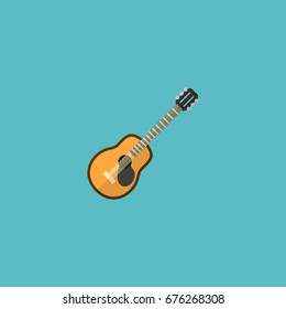Flat Icon Guitar Element. Vector Illustration Of Flat Icon Music Isolated On Clean Background. Can Be Used As Music, Guitar And Strings Symbols.