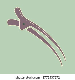 Flat icon, hair clip, hairdresser instrument, closeup, vector graphics eps 10.