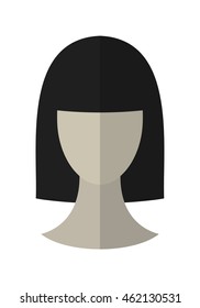 Flat icon hairstyle. Brunette. Hair wig. Vector