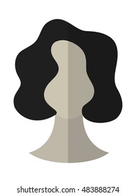 Flat icon hairstyle. Brunette. Hair wig. Vector