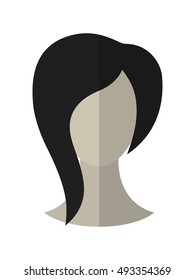 Flat icon hairstyle. Brunette. Hair wig. Vector