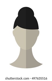 Flat icon hairstyle. Brunette. Hair wig. Vector