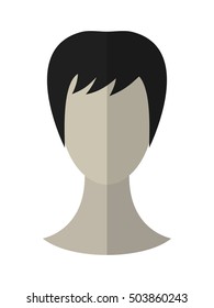 Flat icon hairstyle. Brunette. Hair wig. Vector