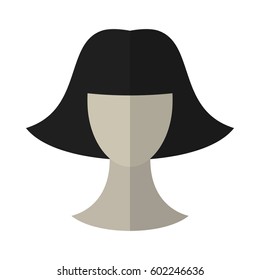 Flat icon hairstyle. Brunette. Hair wig. Vector illustration