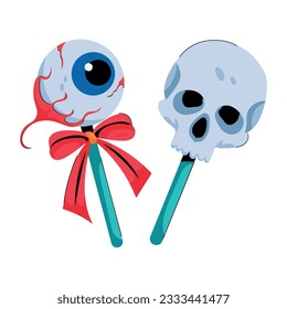 A flat icon of halloween lollipops  