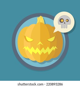 flat icon or halloween pumpkin