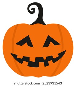 Flat icon of halloween pumpkin with smile face isolated on white background.