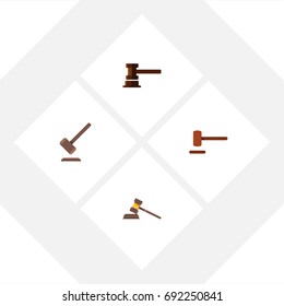 Flat Icon Hammer Set Of Court, Government Building, Defense And Other Vector Objects. Also Includes Justice, Court, Law Elements.
