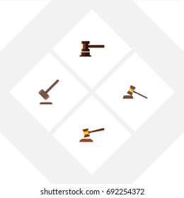 Flat Icon Hammer Set Of Court, Tribunal, Government Building And Other Vector Objects. Also Includes Court, Defense, Justice Elements.