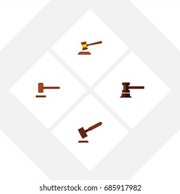 Flat Icon Hammer Set Of Defense, Justice, Hammer And Other Vector Objects. Also Includes Court, Tribunal, Justice Elements.
