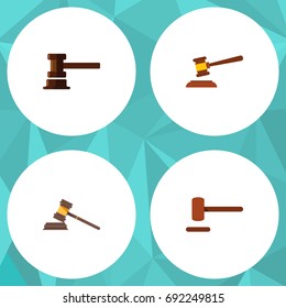 Flat Icon Hammer Set Of Defense, Government Building, Hammer And Other Vector Objects. Also Includes Court, Crime, Courthouse Elements.