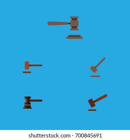 Flat Icon Hammer Set Of Defense, Government Building, Justice And Other Vector Objects. Also Includes Justice, Legal, Hammer Elements.