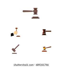 Flat Icon Hammer Set Of Government Building, Legal, Law And Other Vector Objects. Also Includes Courthouse, Justice, Hammer Elements.
