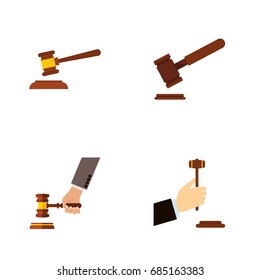 Flat Icon Hammer Set Of Hammer, Law, Crime And Other Vector Objects. Also Includes Legal, Justice, Defense Elements.
