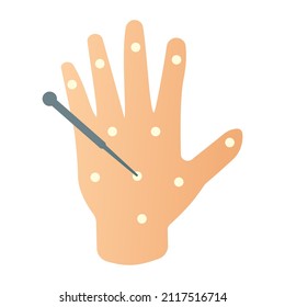 Flat icon of hand acupuncture 

