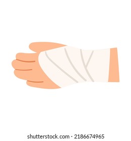 Flat icon. Hand bandage. Injury. Hand drawn vector illustration.