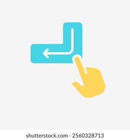 Flat Icon Hand click enter button. Technology and system concept, Flat Colorful style.