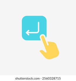 Flat Icon Hand click enter button. Technology and system concept, Flat Colorful style.