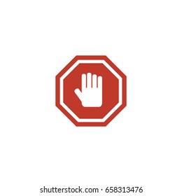 Flat Icon Hand Element. Vector Illustration Of Flat Icon Stop Sign Isolated On Clean Background. Can Be Used As Stop, Hand And Sign Symbols.