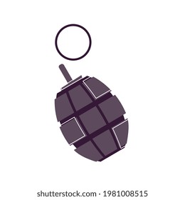 Flaches Symbol mit Handgranate auf weißem Hintergrund, Vektorgrafik