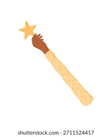 Icono plano de una mano sosteniendo una estrella. Símbolo aislado para rango y satisfacción. Perfecto para el Comentarios, la revisión positiva del Cliente o los temas de servicio al cliente empresarial.