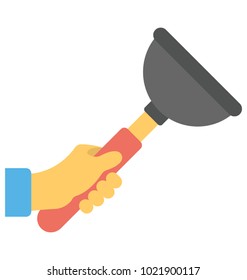 
Flat icon of a hand with a plunger 
