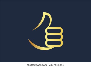 a flat icon of a hand with the thumb up gesture. The illustration is isolated on a dark background, creating contrast. The icon is presented in a grey color, conveying a neutral tone. It serves as a s